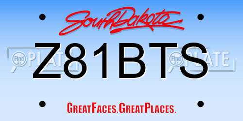 Z81BTS South Dakota License Plate