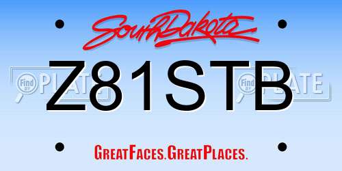 Z81STB South Dakota License Plate