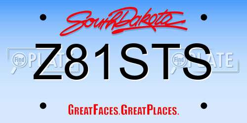 Z81STS South Dakota License Plate