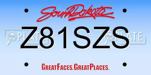 Z81SZS South Dakota License Plate
