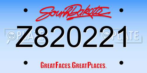 Z820221 South Dakota License Plate