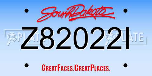 Z82022I South Dakota License Plate