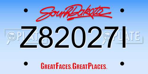 Z82027I South Dakota License Plate