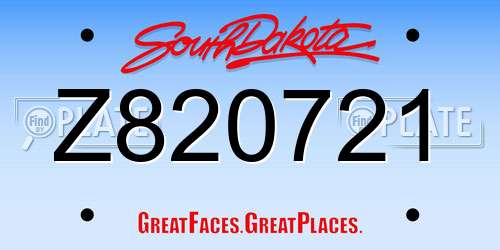 Z820721 South Dakota License Plate