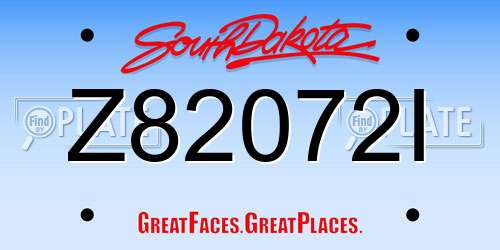 Z82072I South Dakota License Plate