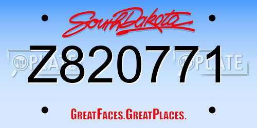 Z820771 South Dakota License Plate