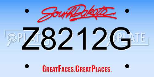 Z8212G South Dakota License Plate