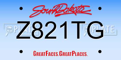 Z821TG South Dakota License Plate