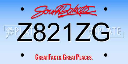 Z821ZG South Dakota License Plate