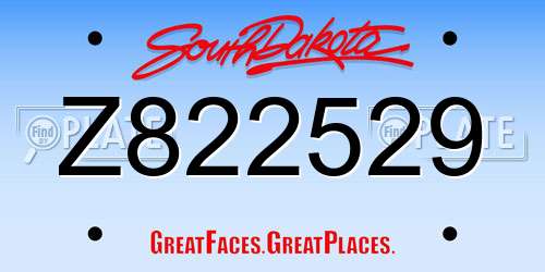 Z822529 South Dakota License Plate