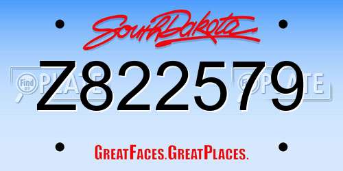 Z822579 South Dakota License Plate
