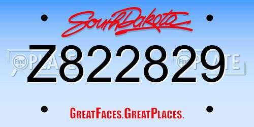 Z822829 South Dakota License Plate