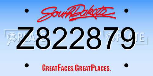 Z822879 South Dakota License Plate