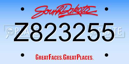 Z823255 South Dakota License Plate