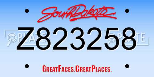 Z823258 South Dakota License Plate