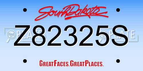 Z82325S South Dakota License Plate