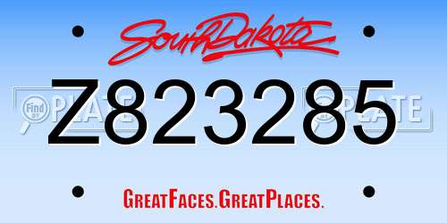 Z823285 South Dakota License Plate