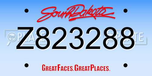 Z823288 South Dakota License Plate