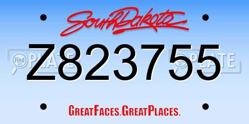 Z823755 South Dakota License Plate
