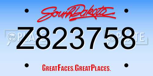 Z823758 South Dakota License Plate