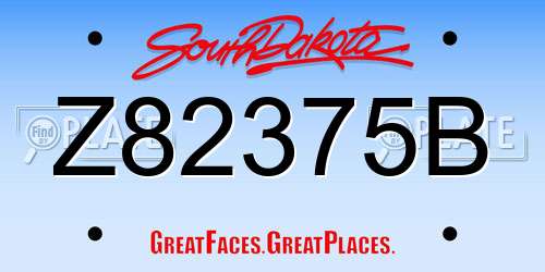Z82375B South Dakota License Plate