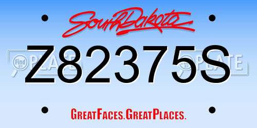 Z82375S South Dakota License Plate