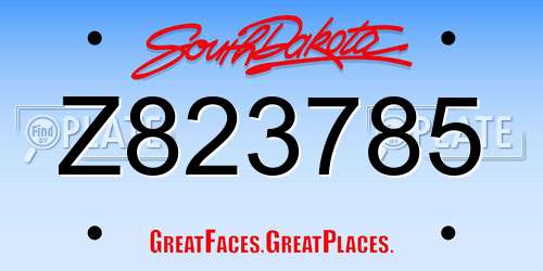 Z823785 South Dakota License Plate