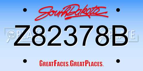 Z82378B South Dakota License Plate