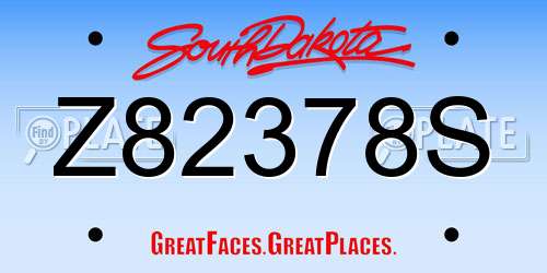 Z82378S South Dakota License Plate