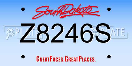 Z8246S South Dakota License Plate