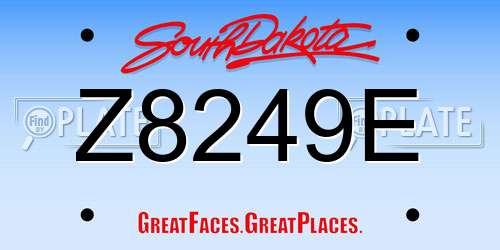 Z8249E South Dakota License Plate