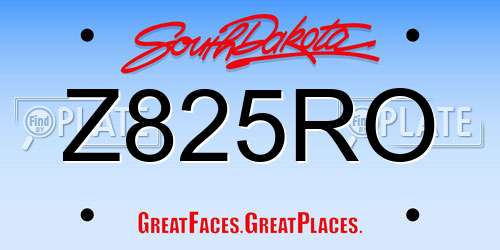 Z825RO South Dakota License Plate