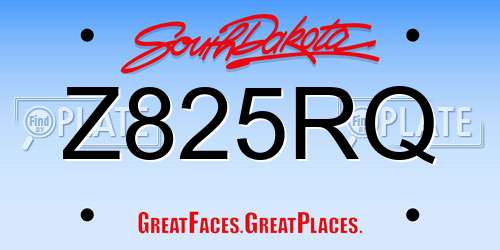 Z825RQ South Dakota License Plate