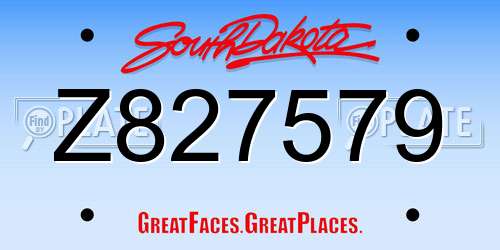Z827579 South Dakota License Plate