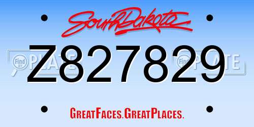 Z827829 South Dakota License Plate