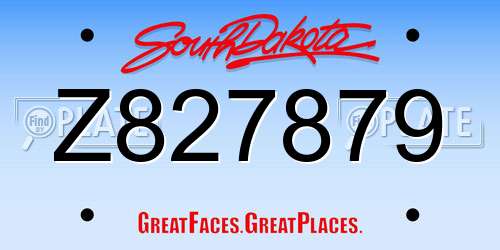 Z827879 South Dakota License Plate