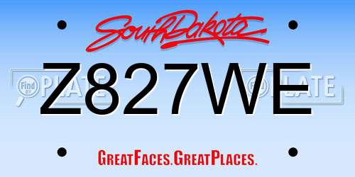 Z827WE South Dakota License Plate