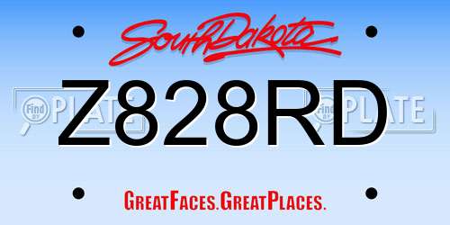 Z828RD South Dakota License Plate