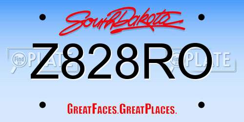 Z828RO South Dakota License Plate