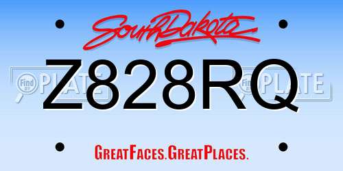 Z828RQ South Dakota License Plate