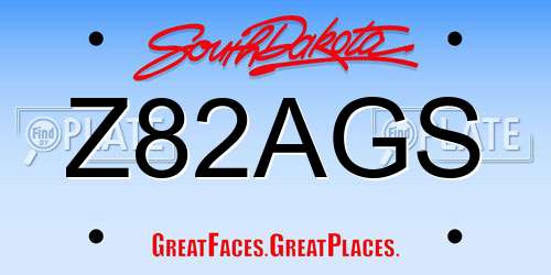 Z82AGS South Dakota License Plate