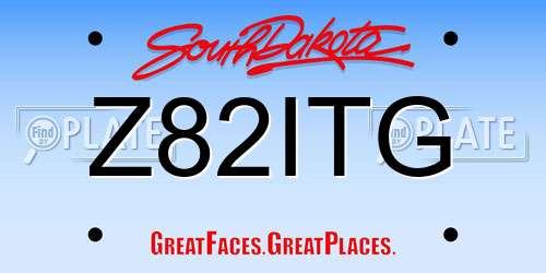 Z82ITG South Dakota License Plate