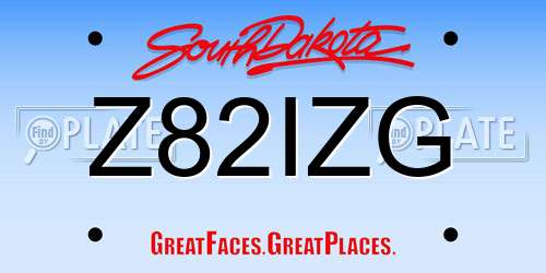 Z82IZG South Dakota License Plate