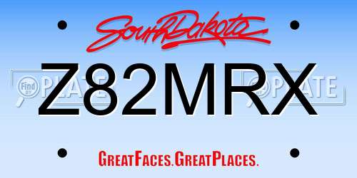 Z82MRX South Dakota License Plate