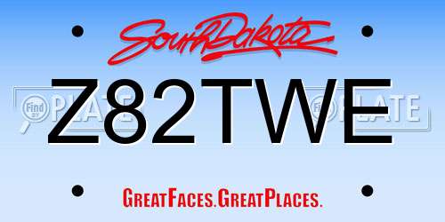 Z82TWE South Dakota License Plate