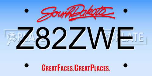 Z82ZWE South Dakota License Plate