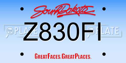 Z830FI South Dakota License Plate