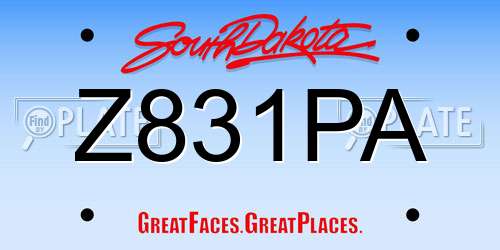 Z831PA South Dakota License Plate