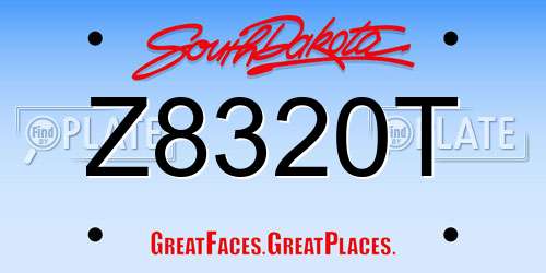 Z8320T South Dakota License Plate