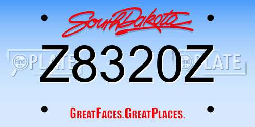 Z8320Z South Dakota License Plate
